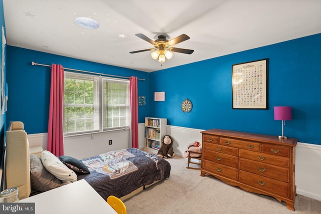 bedroom with carpet and ceiling fan