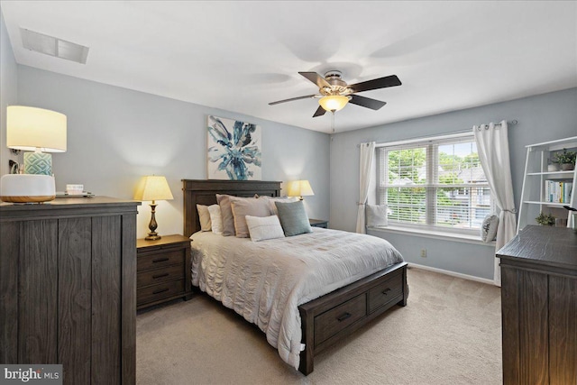 52 Kettlebrook Dr, Mount Laurel, NJ 08054 - bedroom featuring light carpet, baseboards, and a ceiling fan