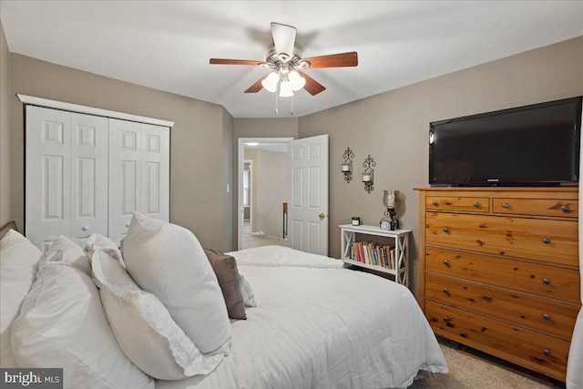 52 Kettlebrook Dr, Mount Laurel, NJ 08054 - bedroom with a closet, a ceiling fan, and carpet