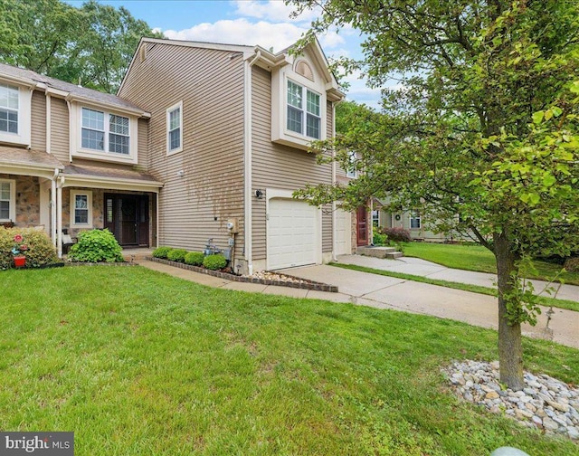 52 Kettlebrook Dr, Mount Laurel, NJ 08054 - view of front of property featuring driveway, a front yard, an attached garage, and covered porch