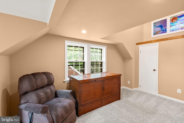 416 S Adams St, Arlington, VA 22204 - sitting room featuring vaulted ceiling, carpet, baseboards, and recessed lighting