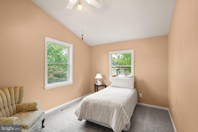 416 S Adams St, Arlington, VA 22204 - carpeted bedroom featuring lofted ceiling, baseboards, and a ceiling fan
