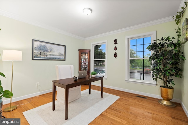 10701 Monocacy Way, Manassas, VA 20112 - office area featuring ornamental molding, baseboards, and light wood-type flooring
