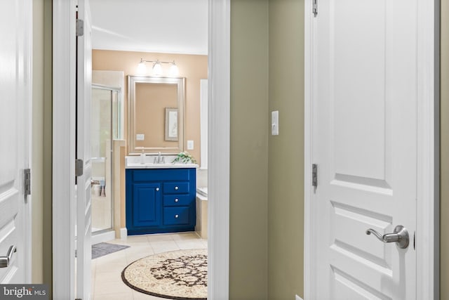 10701 Monocacy Way, Manassas, VA 20112 - full bath with a stall shower, vanity, and tile patterned floors