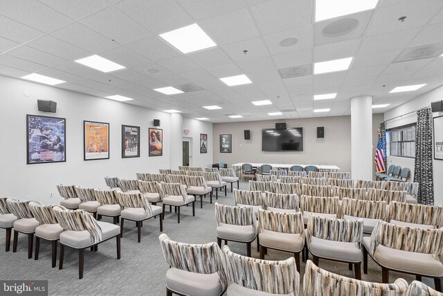 19355 Cypress Ridge Ter Unit 521, Leesburg, VA 20176 - carpeted home theater featuring a paneled ceiling