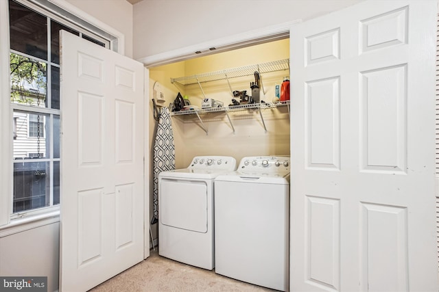 4160 Timber Log Way, Fairfax, VA 22030 - laundry room featuring light carpet and washing machine and dryer