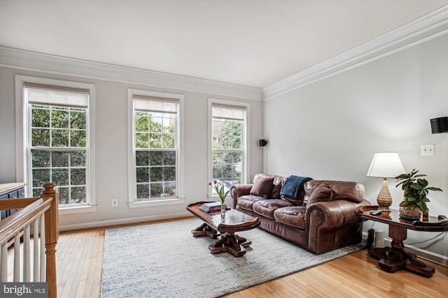 4160 Timber Log Way, Fairfax, VA 22030 - living room featuring crown molding, hardwood / wood-style floors, and baseboards
