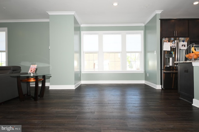 41 Green Dome Pl, Gaithersburg, MD 20878 - living area with crown molding, baseboards, healthy amount of natural light, dark wood-type flooring, and recessed lighting