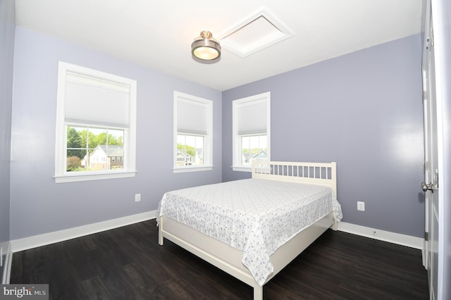 41 Green Dome Pl, Gaithersburg, MD 20878 - bedroom with multiple windows, baseboards, dark wood-type flooring, and attic access