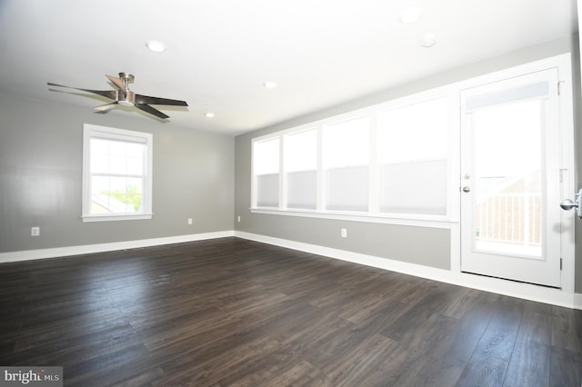41 Green Dome Pl, Gaithersburg, MD 20878 - unfurnished room with dark wood finished floors, a ceiling fan, baseboards, and recessed lighting