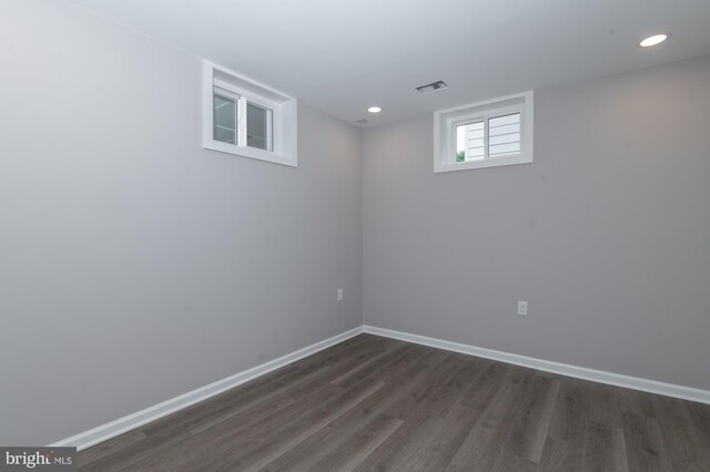 609 6th Ave, Brunswick, MD 21716 - basement featuring dark wood-type flooring, baseboards, and recessed lighting