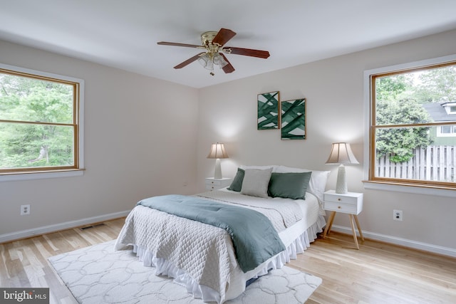 7923 Karl Rd, Alexandria, VA 22308 - bedroom with light wood-type flooring, baseboards, and ceiling fan