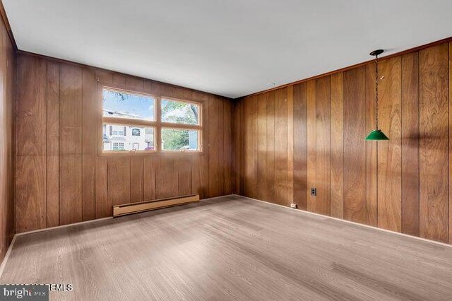 305 Nautilus Blvd, Forked River, NJ 08731 - empty room featuring baseboard heating, wood finished floors, and wooden walls