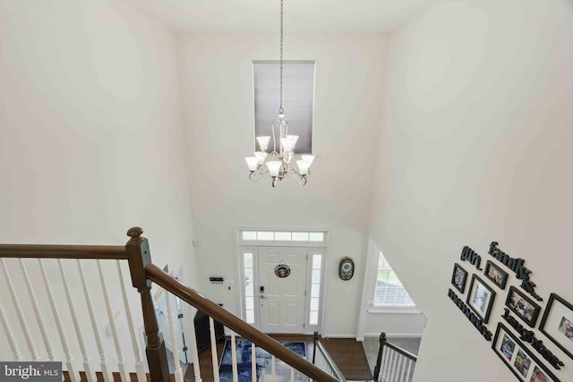 7571 Kindler Overlook Dr, Laurel, MD 20723 - foyer entrance featuring a chandelier and a high ceiling