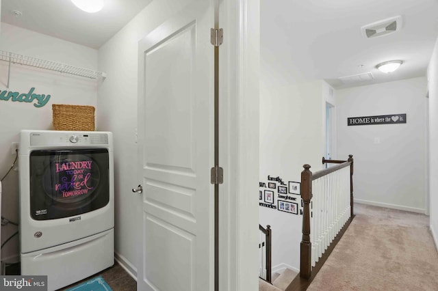 7571 Kindler Overlook Dr, Laurel, MD 20723 - laundry room with washer / clothes dryer, baseboards, and carpet floors