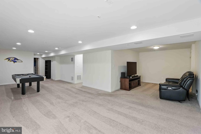 7571 Kindler Overlook Dr, Laurel, MD 20723 - game room featuring light colored carpet, recessed lighting, billiards, and baseboards