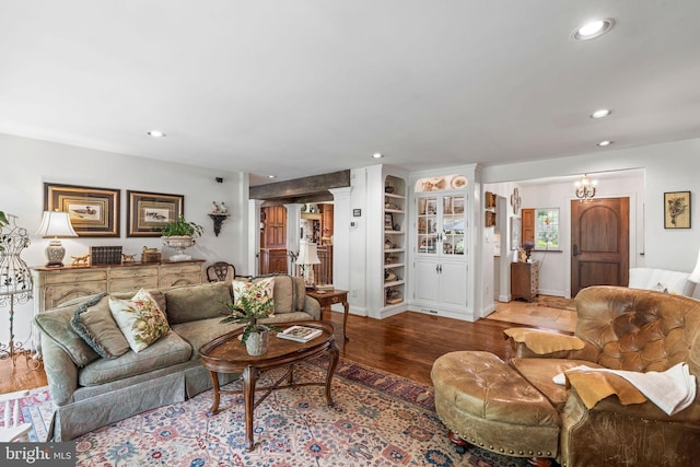 13928 Green Branch Dr, Phoenix, MD 21131 - living area with recessed lighting, wood finished floors, and ornate columns