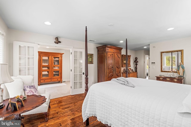 13928 Green Branch Dr, Phoenix, MD 21131 - bedroom featuring french doors, wood finished floors, and recessed lighting