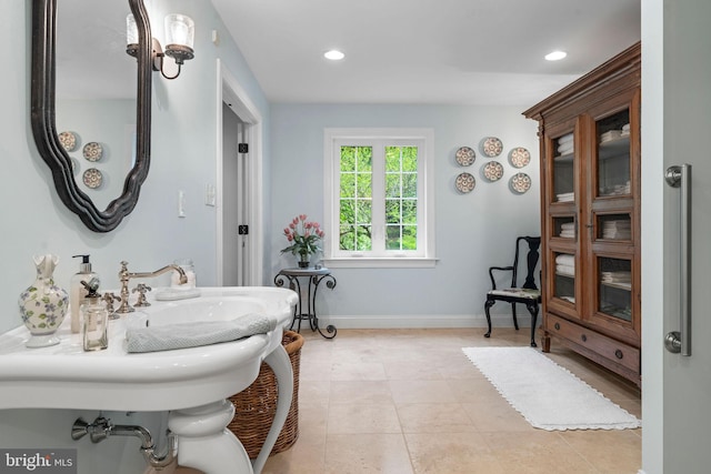 13928 Green Branch Dr, Phoenix, MD 21131 - bathroom with baseboards, recessed lighting, and tile patterned floors