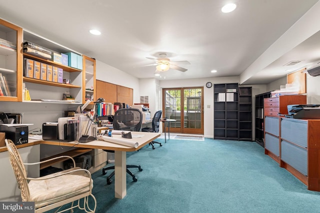 13928 Green Branch Dr, Phoenix, MD 21131 - office space with a ceiling fan, carpet flooring, and recessed lighting