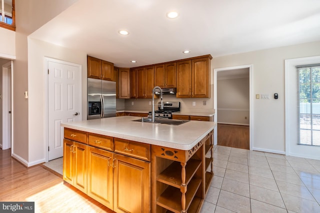 106 Girard Ave, Hatboro, PA 19040 - kitchen with stainless steel appliances, baseboards, light countertops, a sink, and recessed lighting