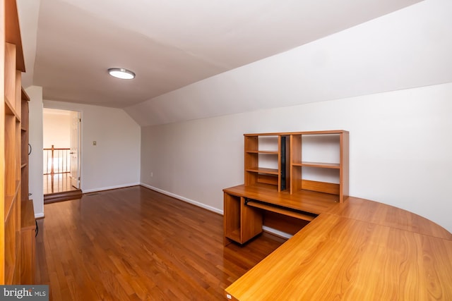 106 Girard Ave, Hatboro, PA 19040 - unfurnished office featuring lofted ceiling, dark wood-style floors, and baseboards