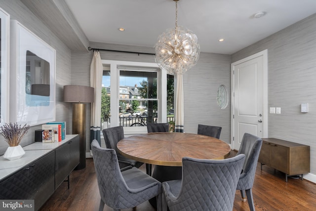 3811 New Hampshire Ave NW Unit 1, Washington, DC 20011 - dining space featuring a chandelier, dark wood finished floors, and recessed lighting