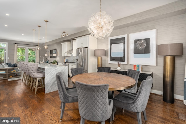 3811 New Hampshire Ave NW Unit 1, Washington, DC 20011 - dining area with a chandelier, recessed lighting, and dark wood finished floors