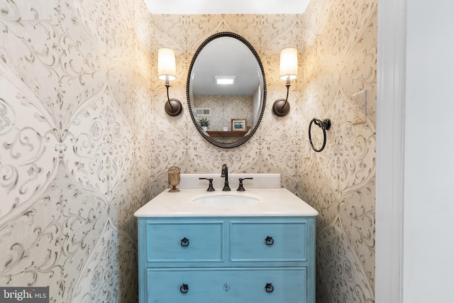 106 Debaran Ln, Bryn Mawr, PA 19010 - bathroom with wallpapered walls and vanity