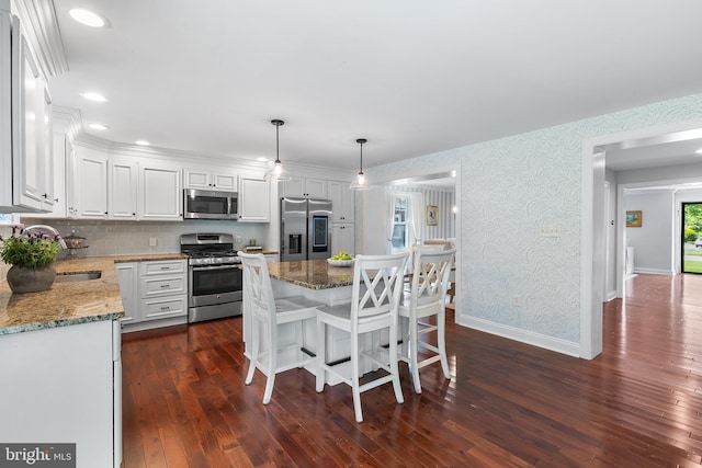 106 Debaran Ln, Bryn Mawr, PA 19010 - kitchen featuring stainless steel appliances, a sink, white cabinets, baseboards, and dark wood finished floors