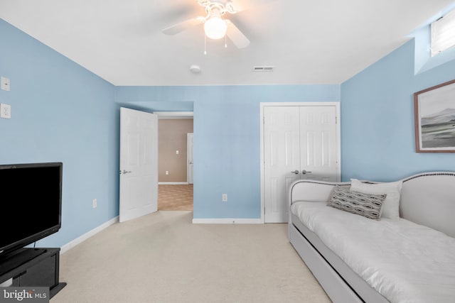 217 Liberty Trail Ct W, Fountainville, PA 18923 - carpeted bedroom with baseboards, a closet, and ceiling fan