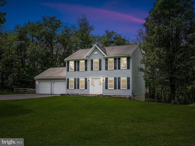 325 Chandler Dr, Shepherdstown, WV 25443 - colonial inspired home featuring a garage, concrete driveway, and a front yard