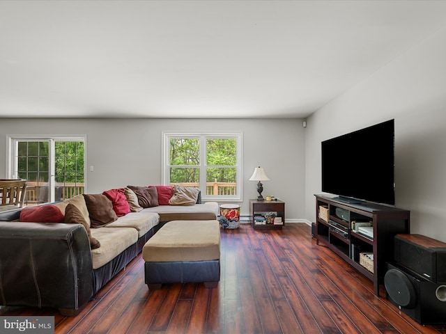 325 Chandler Dr, Shepherdstown, WV 25443 - living area featuring plenty of natural light, dark wood-type flooring, and baseboards