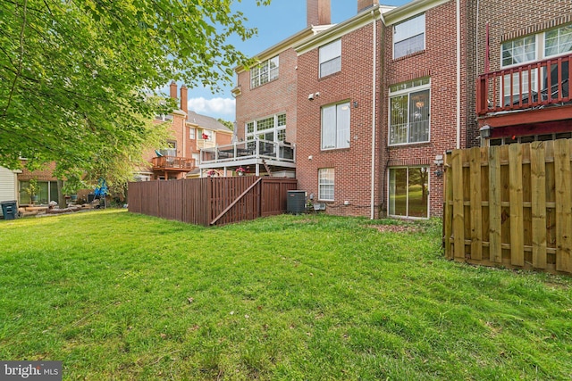 11727 Tuscany Dr, Laurel, MD 20708 - back of house with brick siding, a chimney, and central air condition unit