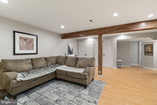 336 Deerpath Ave SW, Leesburg, VA 20175 - living area featuring recessed lighting, light wood-type flooring, and baseboards