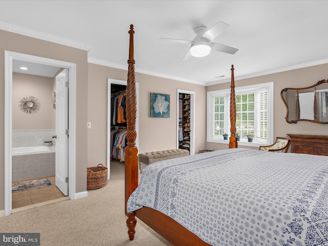2039 Choptank Ave, Pasadena, MD 21122 - bedroom featuring a spacious closet, ornamental molding, baseboards, carpet floors, and a closet