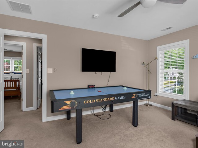 2039 Choptank Ave, Pasadena, MD 21122 - playroom featuring carpet flooring, baseboards, and a ceiling fan