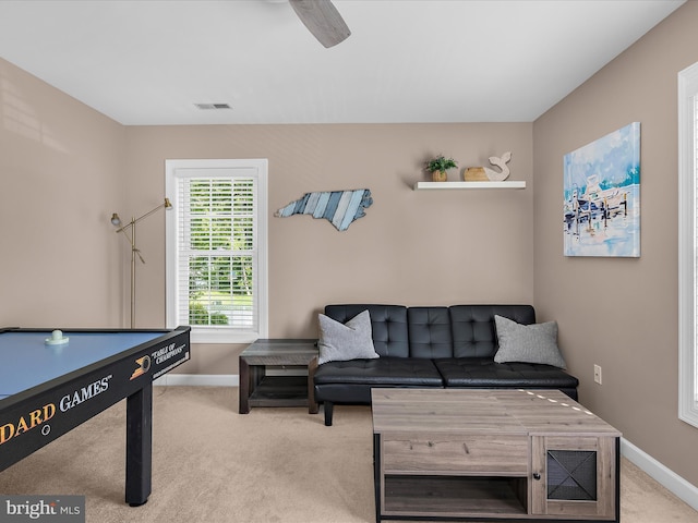 2039 Choptank Ave, Pasadena, MD 21122 - playroom with carpet flooring, baseboards, and a ceiling fan