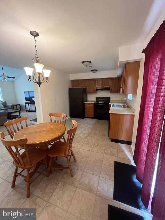146 Diminish Dr, Newark, DE 19713 - dining area featuring a ceiling fan and a chandelier