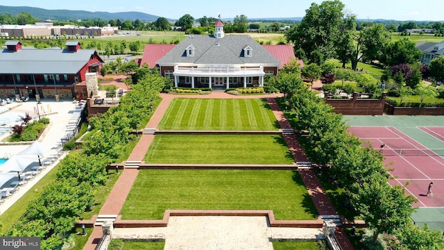 view from above of property featuring mountains