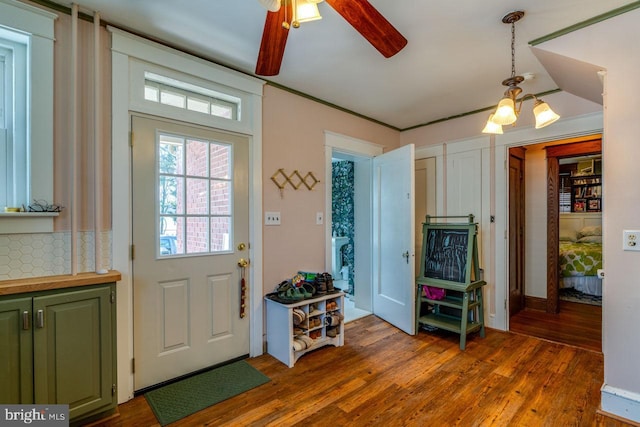 466 E Main St, Leola, PA 17540 - doorway featuring dark wood-style floors and ceiling fan