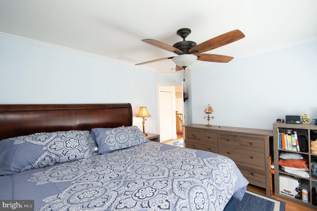 4906 Timbermarsh Ln, Woolford, MD 21677 - bedroom featuring ornamental molding and a ceiling fan