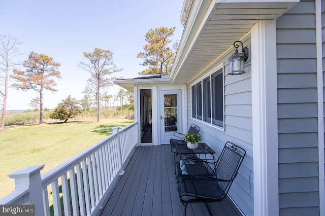 4906 Timbermarsh Ln, Woolford, MD 21677 - wooden deck featuring a lawn
