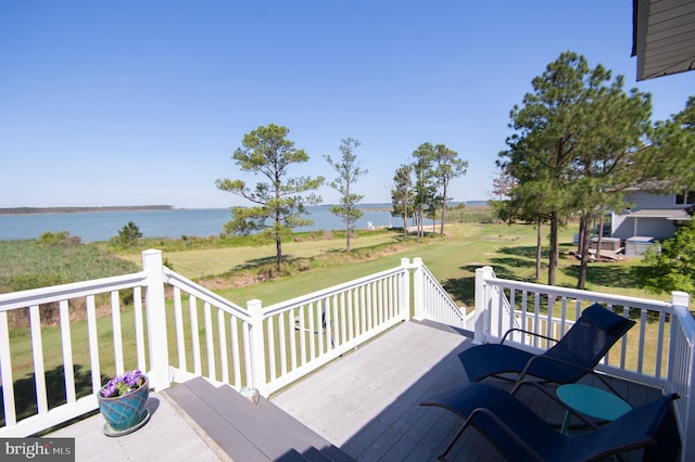 4906 Timbermarsh Ln, Woolford, MD 21677 - deck featuring a water view and a lawn