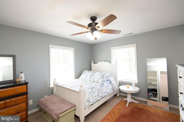 4906 Timbermarsh Ln, Woolford, MD 21677 - bedroom featuring baseboards, carpet floors, and ceiling fan