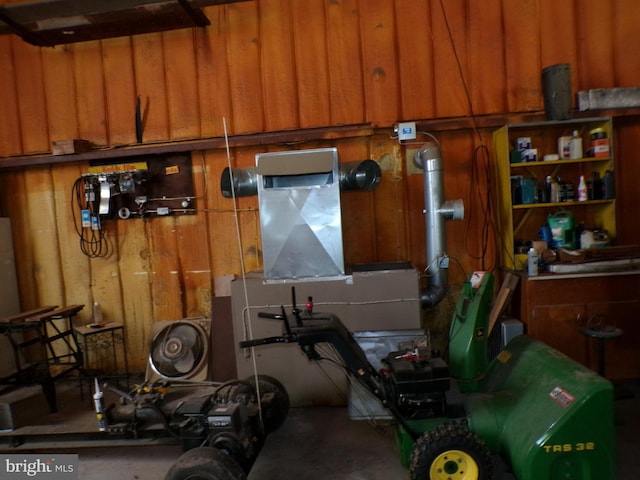 2713 Rowe Rd, New Windsor, MD 21776 - garage featuring wood walls