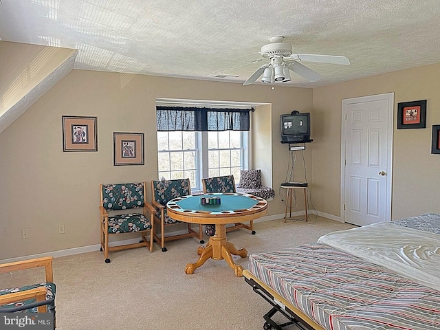 554 Pinecrest Dr, Pocono Pines, PA 18350 - bedroom with carpet, a ceiling fan, baseboards, and a textured ceiling
