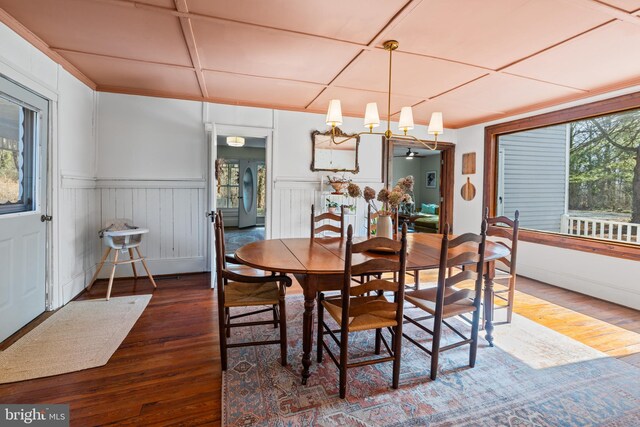 3947 Hebron Valley Rd, Madison, VA 22727 - dining room with hardwood / wood-style floors, wainscoting, and crown molding