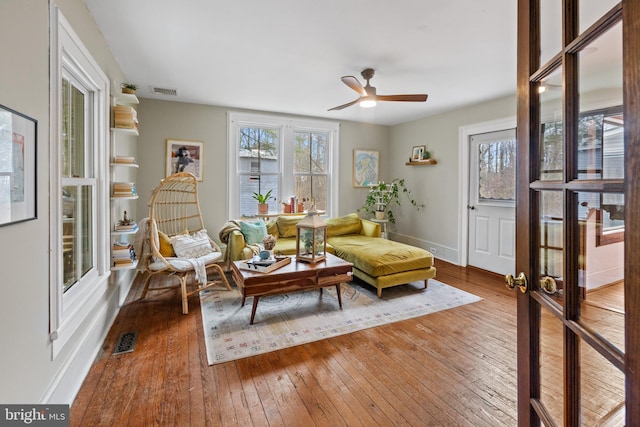3947 Hebron Valley Rd, Madison, VA 22727 - living area with ceiling fan, hardwood / wood-style floors, healthy amount of natural light, and baseboards