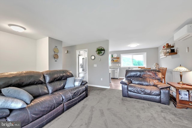 191 Meadow Dr, Mohrsville, PA 19541 - carpeted living area featuring an AC wall unit and baseboards